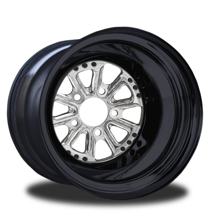 CSE555B-03P Hammer Polished Non-Beadlock Rear Wheel [Size: 15" x 11"] Polished w/ Black Barrel