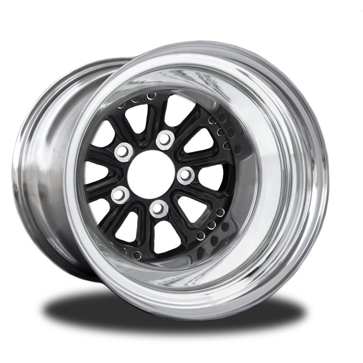 CSF856P-02B Exile Black Non-Beadlock Rear Wheel [Size: 15" x 12"] Black Anodized w/ Polished Barrel