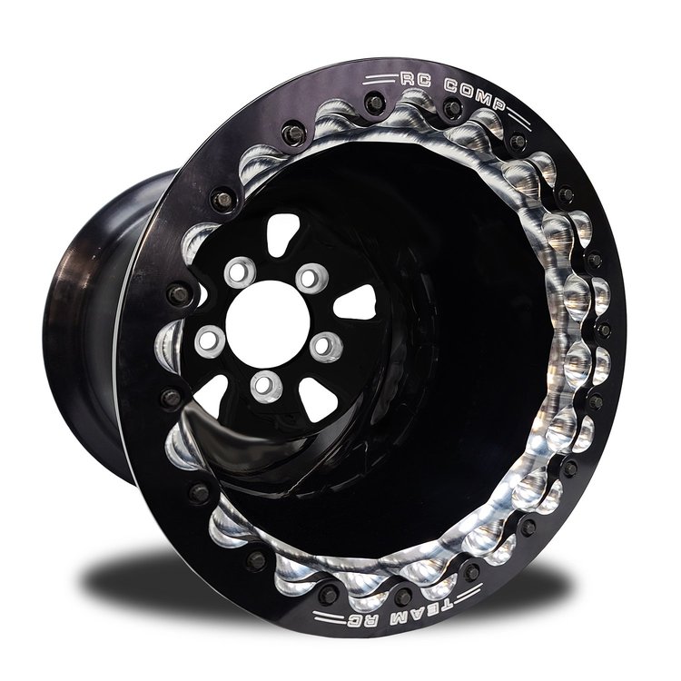CSM50213E-E F-5 1-Piece Forged Double-Beadlock Rear Wheel [Size: 16" x 16"] Anodized w/ Machined Accents w/ Black Barrel