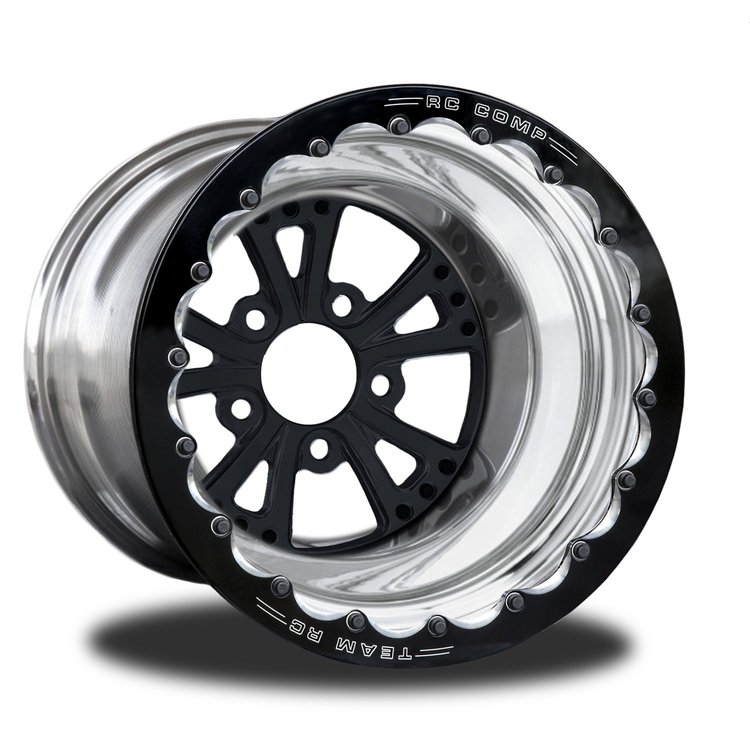 CSG401P2E-01B Torx Black Double-Beadlock Rear Wheel [Size: 15" x 13"] Black Anodized w/ Polished Barrel