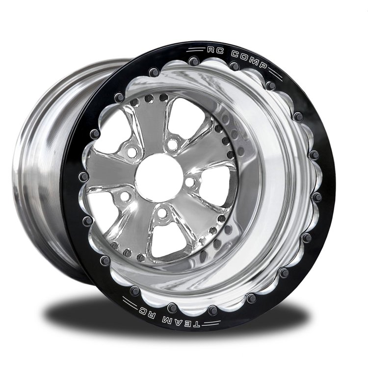 CSC655P2E-10P Retro Polished Double-Beadlock Rear Wheel [Size: 15" x 9"] Polished w/ Polished Barrel