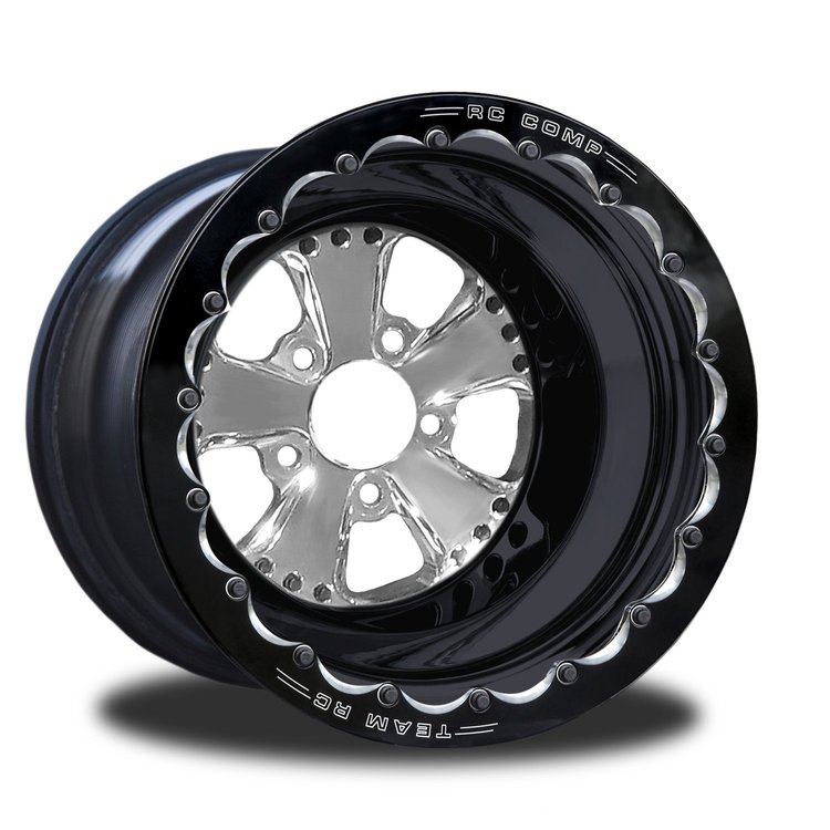 CSD401B2E-10P Retro Polished Double-Beadlock Rear Wheel [Size: 15" x 10"] Polished w/ Black Barrel