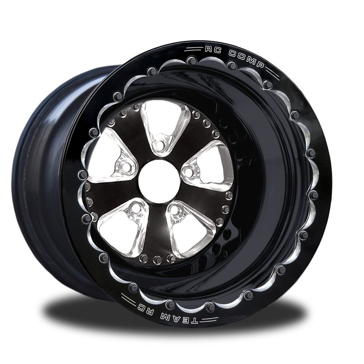 CSD656B2E-10E Retro Eclipse Double-Beadlock Rear Wheel [Size: 15" x 10"] Black Anodized w/ Machined Accents & Black Barrel