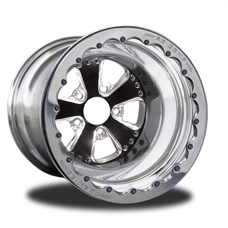 CSG403P1P-10E Retro Eclipse Single-Beadlock Rear Wheel [Size: 15" x 13"] Black Anodized w/ Machined Accents & Polished Barrel
