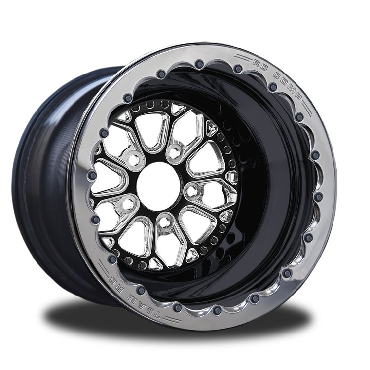 CSC401B2P-14E Impulse Eclipse Double-Beadlock Rear Wheel [Size: 15" x 9"] Black Anodized w/ Machined Accents & Black Barrel
