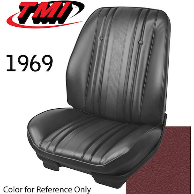 43-82809-3597 RED - CHEVELLE 1969 COUPE OR CONVERTIBLE SPORT SEAT FRONT BUCKETS 1 PAIR
