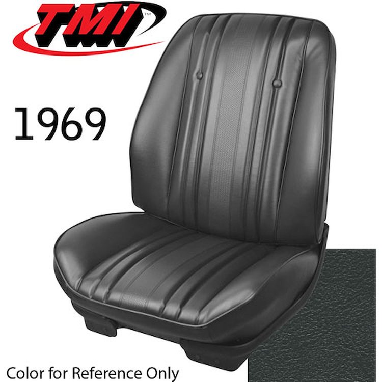 43-82809-3606 DARK GREEN - CHEVELLE 1969 COUPE OR CONVERTIBLE SPORT SEAT FRONT BUCKETS 1 PAIR