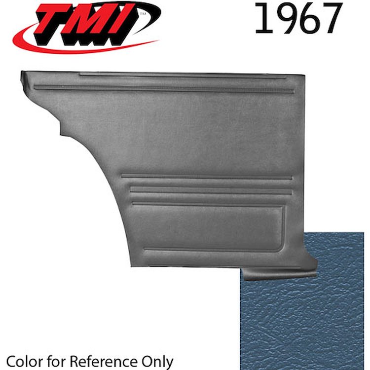 10-8027-2309 BRITE BLUE - 1967 CAMARO COUPE STANDARD REAR QUARTER TRIM PANELS BASIC SILVER SERIES