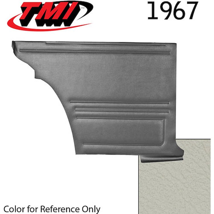 10-8027-3047 PARCHMENT/OFF WHITE - 1967 CAMARO COUPE STANDARD REAR QUARTER TRIM PANELS BASIC SILVER SERIES