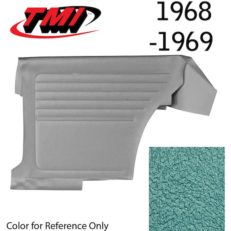 10-8028-3046 TURQUOISE METALLIC - 1968 CAMARO COUPE STANDARD REAR QUARTER TRIM PANELS BASIC SILVER SERIES