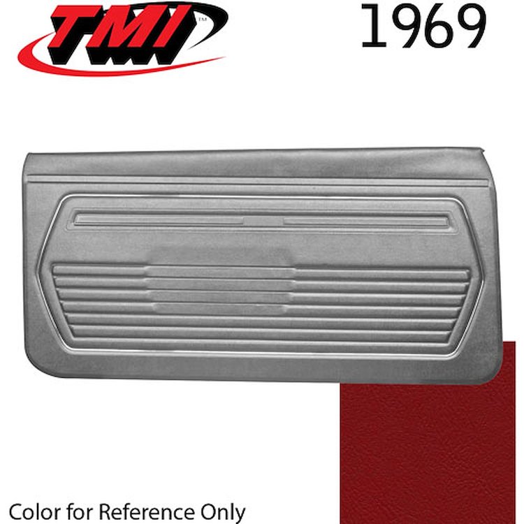 10-80309-3597 RED - 1969 CAMARO STANDARD DOOR PANELS OE GOLD SERIES W/ORIGINAL STYLE BEVELED PLEATS