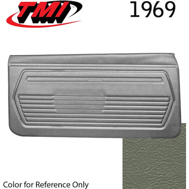 10-80309-3603 MEDIUM GREEN - 1969 CAMARO STANDARD DOOR PANELS OE GOLD SERIES W/ORIGINAL STYLE BEVELED PLEATS