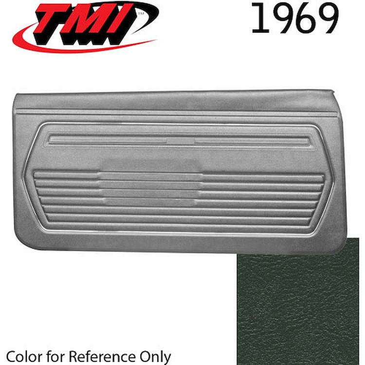 10-80309-3606 DARK GREEN - 1969 CAMARO STANDARD DOOR PANELS OE GOLD SERIES W/ORIGINAL STYLE BEVELED PLEATS