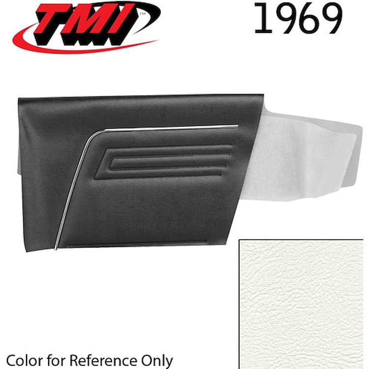 10-8139-2305 IVORY/BRIGHT WHITE - 1969 CAMARO CONVERTIBLE STANDARD REAR QUARTER TRIM PANELS OE GOLD SERIES W/ BEVELED PLEATS