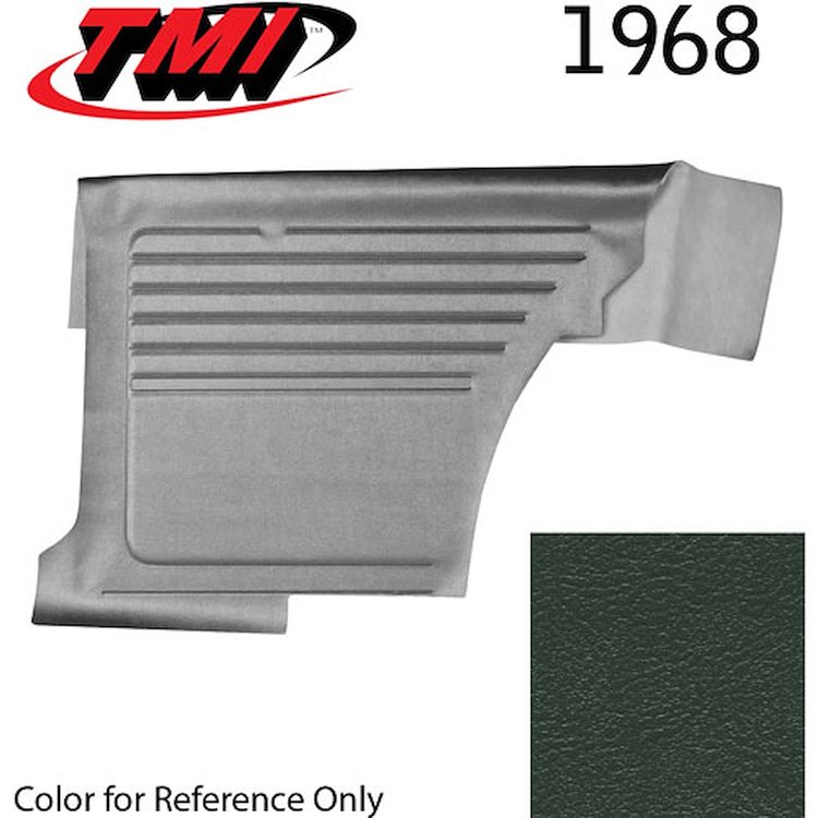 10-8139-3606 DARK GREEN - 1969 CAMARO CONVERTIBLE STANDARD REAR QUARTER TRIM PANELS OE GOLD SERIES W/ BEVELED PLEATS