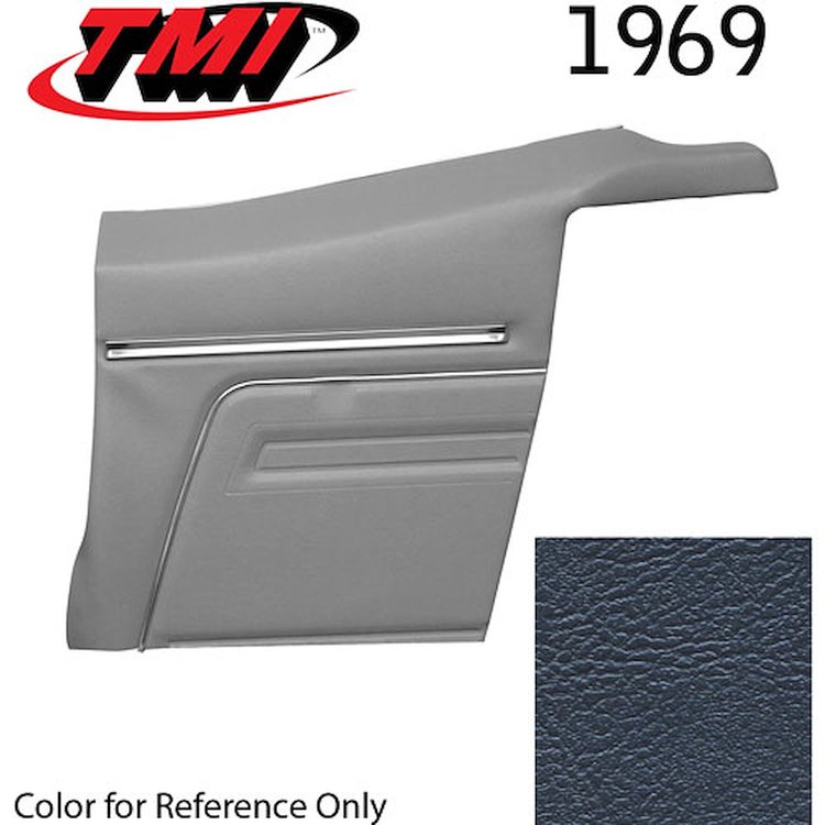 10-8149-3598 DARK BLUE - 1969 CAMARO CONVERTIBLE STANDARD REAR QUARTER TRIM PANELS OE CONCOURS SERIES PRE-ASSEMBLED