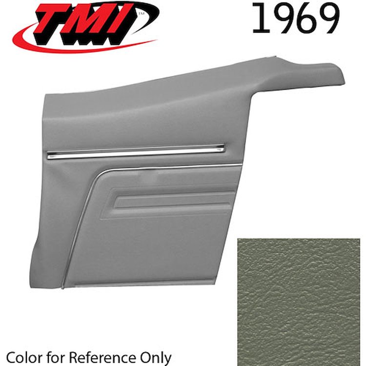 10-8149-3603 MEDIUM GREEN - 1969 CAMARO CONVERTIBLE STANDARD REAR QUARTER TRIM PANELS OE CONCOURS SERIES PRE-ASSEMBLED