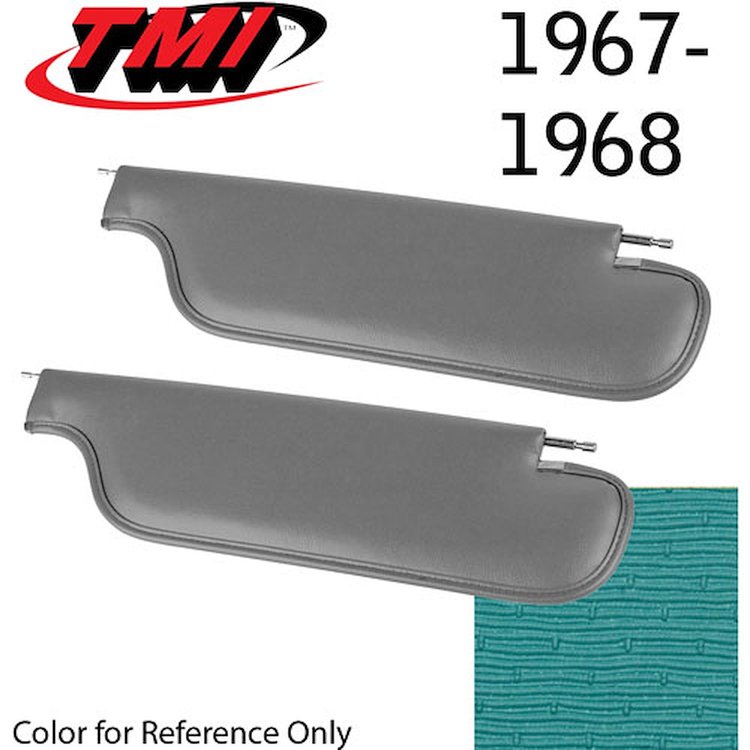 21-80407-933 TURQOUISE/AQUA - 1967 CAMARO COUPE IMPALA GRAIN VINYL - PAIR OF SUNVISORS
