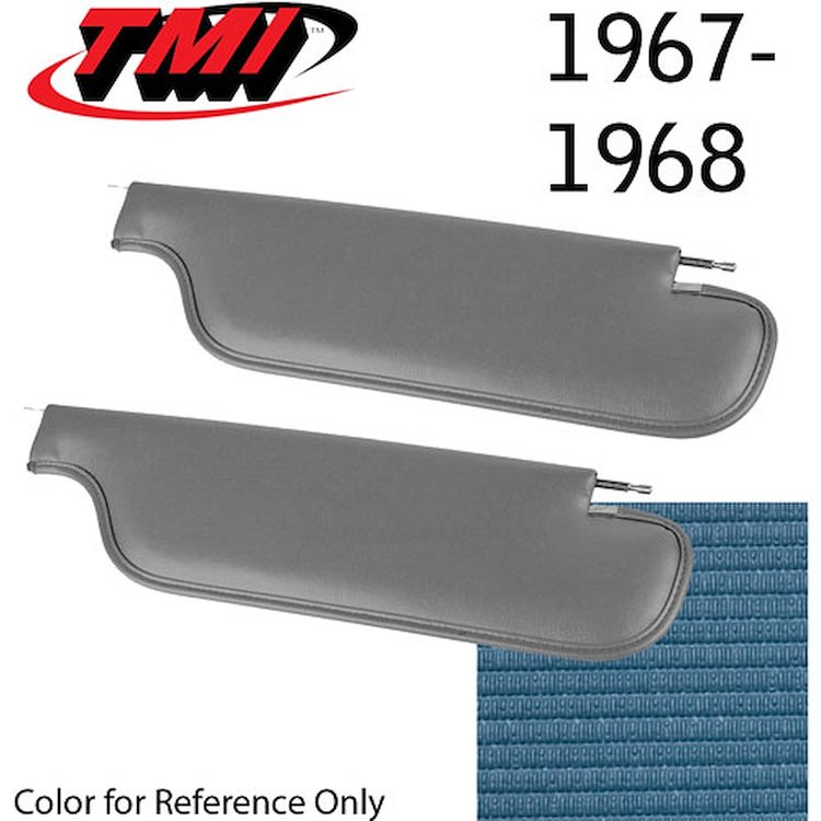 21-80407-984 MED BLUE - 1968 CAMARO COUPE BEDFORD GRAIN VINYL - PAIR OF SUNVISORS