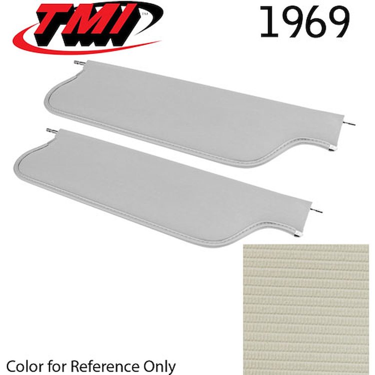 21-80409-617 WHITE - 1969 CAMARO COUPE BEDFORD GRAIN VINYL - PAIR OF SUNVISORS