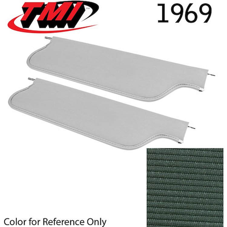 21-80409-976 DARK GREEN - 1969 CAMARO COUPE BEDFORD GRAIN VINYL - PAIR OF SUNVISORS