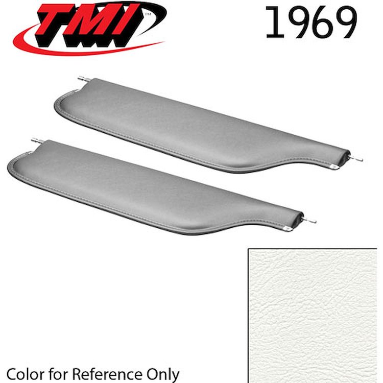 21-81407-2305 IVORY/BRIGHT WHITE - 1969 CAMARO CONVERTIBLE MADRID GRAIN UPHOLSTERY VINYL - PAIR OF SUNVISORS