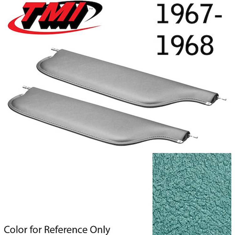 21-81407-3046 TURQUOISE METALLIC - 1967-68 CAMARO CONVERTIBLE MADRID GRAIN UPHOLSTERY VINYL - PAIR OF SUNVISORS