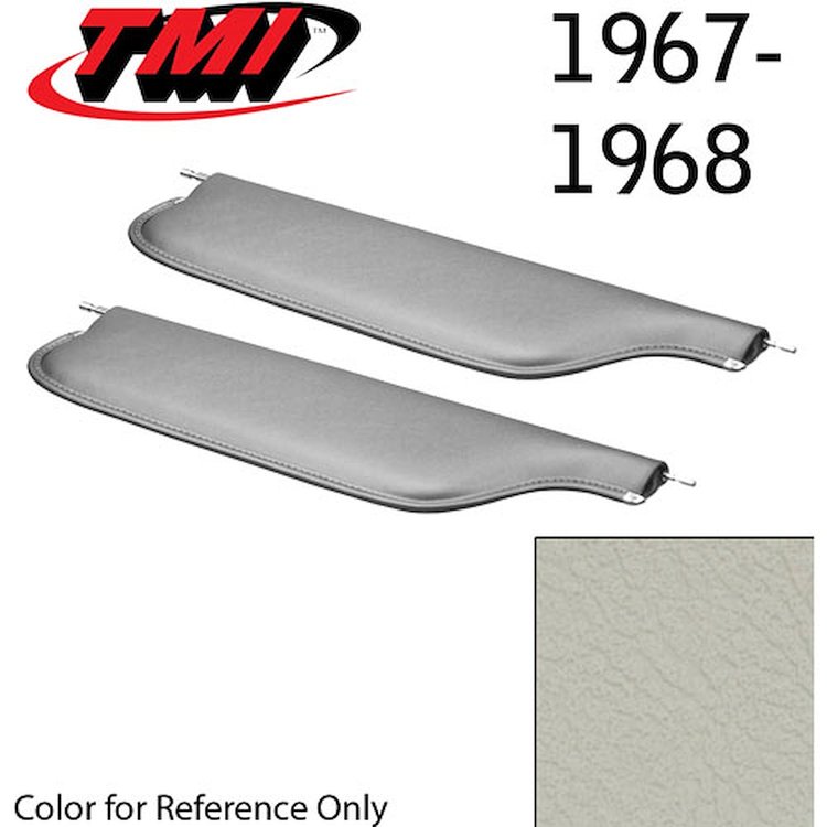 21-81407-3047 PARCHMENT/OFF WHITE - 1967 CAMARO CONVERTIBLE MADRID GRAIN UPHOLSTERY VINYL - PAIR OF SUNVISORS