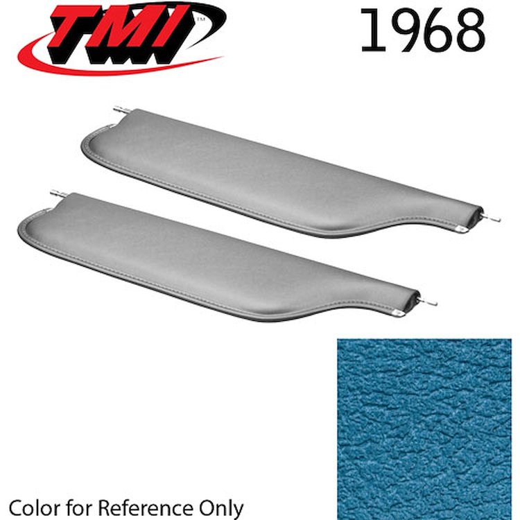 21-81407-3297 MEDIUM BLUE - 1968 CAMARO CONVERTIBLE MADRID GRAIN UPHOLSTERY VINYL - PAIR OF SUNVISORS