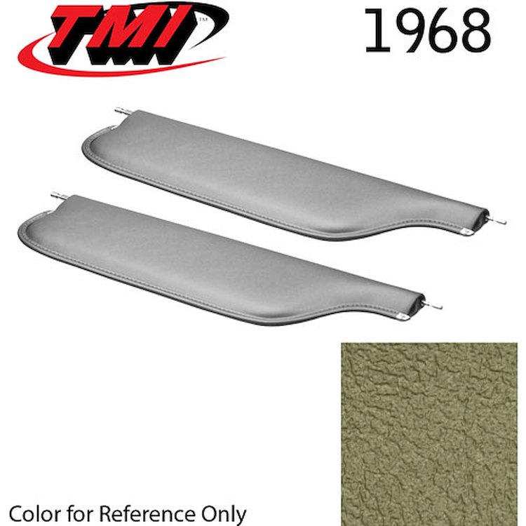 21-81407-3307 IVY/GREEN GOLD - 1968 CAMARO CONVERTIBLE MADRID GRAIN UPHOLSTERY VINYL - PAIR OF SUNVISORS
