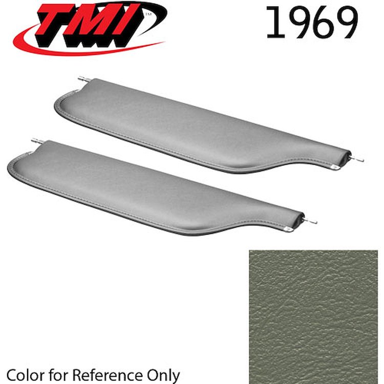 21-81407-3603 MEDIUM GREEN - 1969 CAMARO CONVERTIBLE MADRID GRAIN UPHOLSTERY VINYL - PAIR OF SUNVISORS