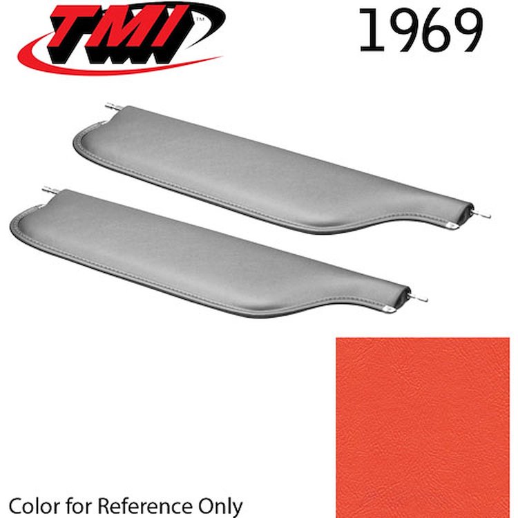 21-81407-4088 ORANGE - 1969 CAMARO CONVERTIBLE MADRID GRAIN UPHOLSTERY VINYL - PAIR OF SUNVISORS