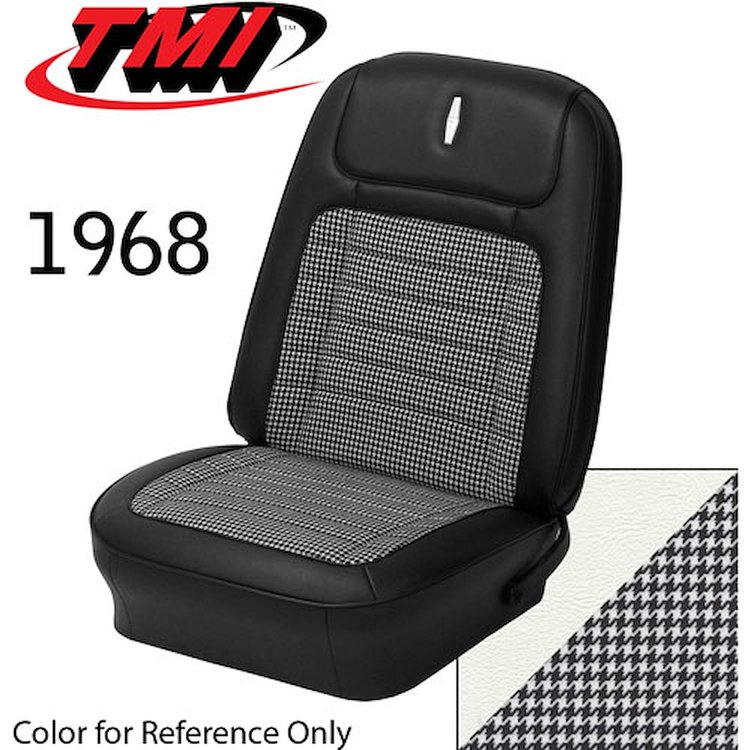 43-80128-3295-9440 WHITE MADRID W/ BLACK & WHITE HOUNDSTOOTH - 1968 CAMARO FULL SET