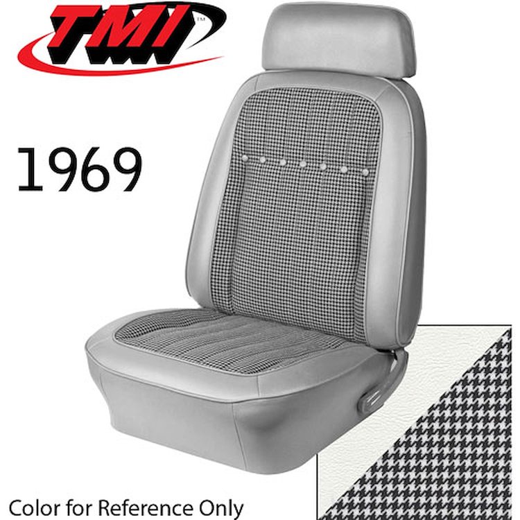 43-80129-2305-9440 IVORY/BRT. WHITE MADRID W/ BLACK & ORANGE HOUNDSTOOTH - 1969 CAMARO DELUXE FULL SET