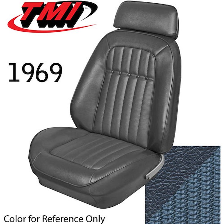 43-80909-3598-9012 DARK BLUE - CAMARO 1969 FRONT ONLY SPORT BUCKET SEAT UPHOLSTERY DELUXE COMFORTWEAVE