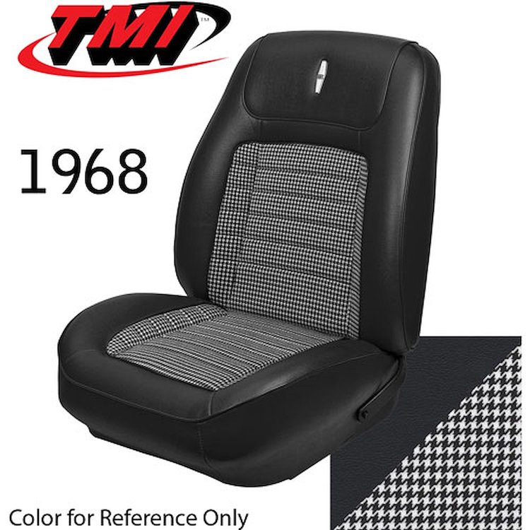 43-80928-2295-9440 Deluxe Sport Seat Upholstery Full Set 1968 Chevy Camaro [Black w/ Black Houndstooth]