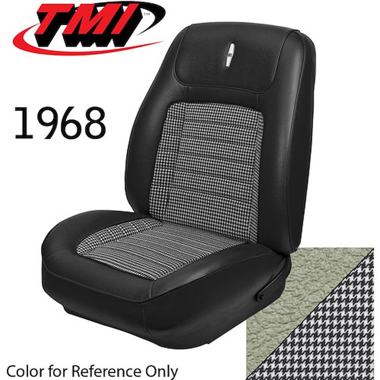 43-80928-3295-9440 PARCHMENT W/ BLK/WHT HOUNDSTOOTH - CAMARO 1968 FRONT SPORT BUCKETS & REAR SEAT DE
