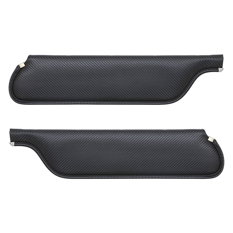 21-7045-6500 BLACK - 1964 1/2-66 MUSTANG COUPE 2+2 FASTBACK SUNVISORS CARBON FIBER LOOK. PAIR