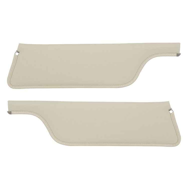 21-7049-741 WHITE - 1969-70 MUSTANG COUPE SPORTS ROOF SUNVISORS MOONSKINS GRAIN. PAIR