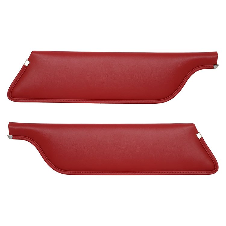 21-7145-957 BRIGHT RED 1965 - 1964 1/2-66 MUSTANG CONVERTIBLE SUNVISORS SIERRA GRAIN. PAIR
