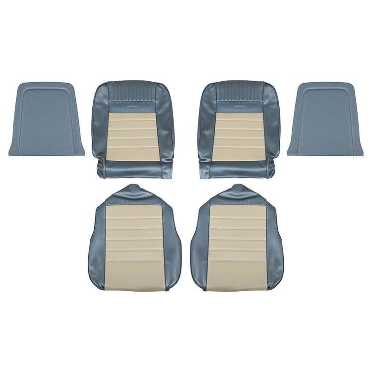 43-70105-2287-2290 BLUE/WHITE - 64 1/2-66 MUSTANG COUPE CONVERTIBLE OR 2+2 FASTBACK FRONT ONLY WITH BUCKET SEAT