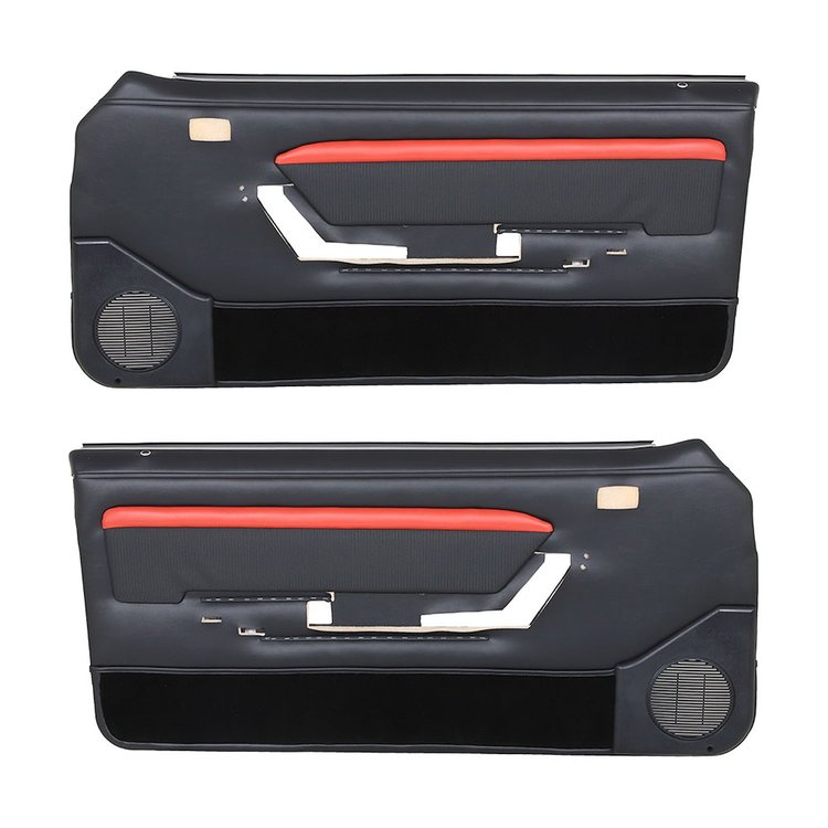10-73007-958-801-63S BLACK W/BLACK COMFORTWEAVE/RED STRIPE/BLACK CARPET - 1987-89 MUSTANG COUPE & HA