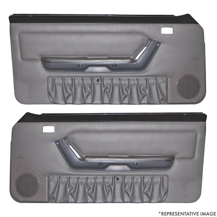 10-73100-6958-6958 EBONY BLACK 1990-93 - 1990 MUSTANG COUPE & HATCHBACK DOOR PANELS POWER WINDOWS WITH VINYL INSERTS