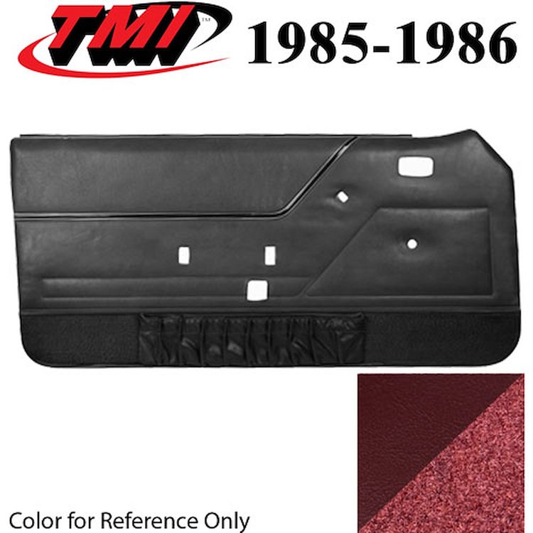 10-73105-3116-6P-7298 CANYON RED WITH RED CARPET - 1985-86 MUSTANG COUPE & HATCHBACK DOOR PANELS POWER WINDOWS POWER DOOR LOCKS