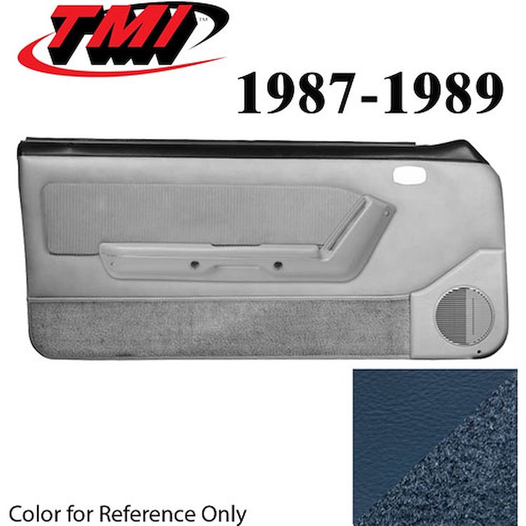 10-73107-968-68-9304 REGATTA BLUE - 1987-89 MUSTANG COUPE & HATCHBACK DOOR PANELS POWER WINDOWS WITH VINYL INSERTS