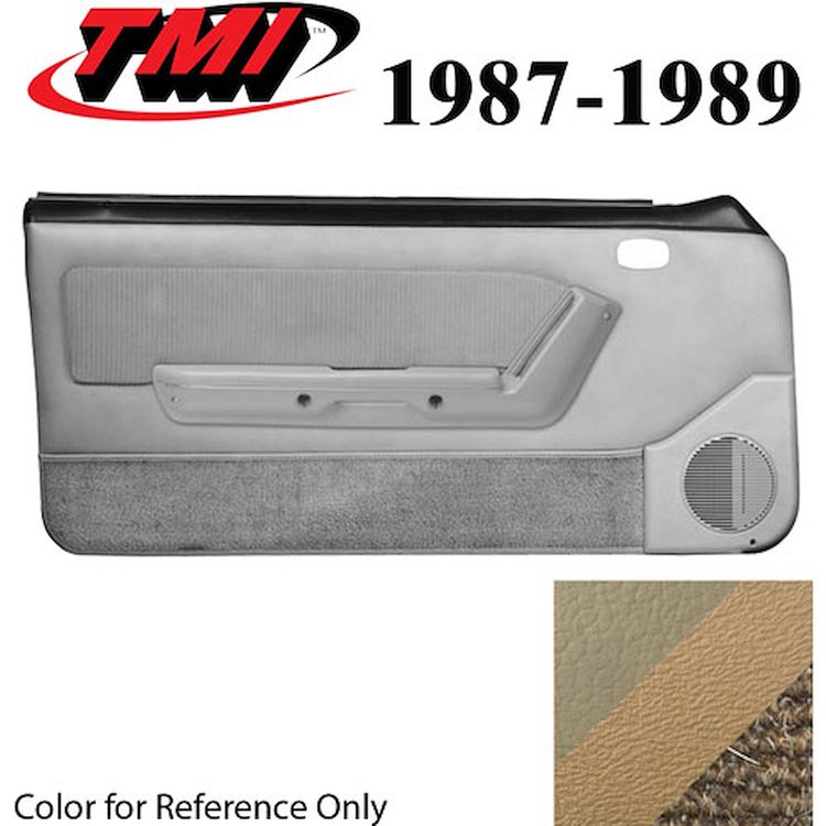 10-73127-973-54-906 SAND BEIGE - 1987-89 MUSTANG COUPE & HATCHBACK DOOR PANELS POWER WINDOWS WITH VELOUR INSERTS