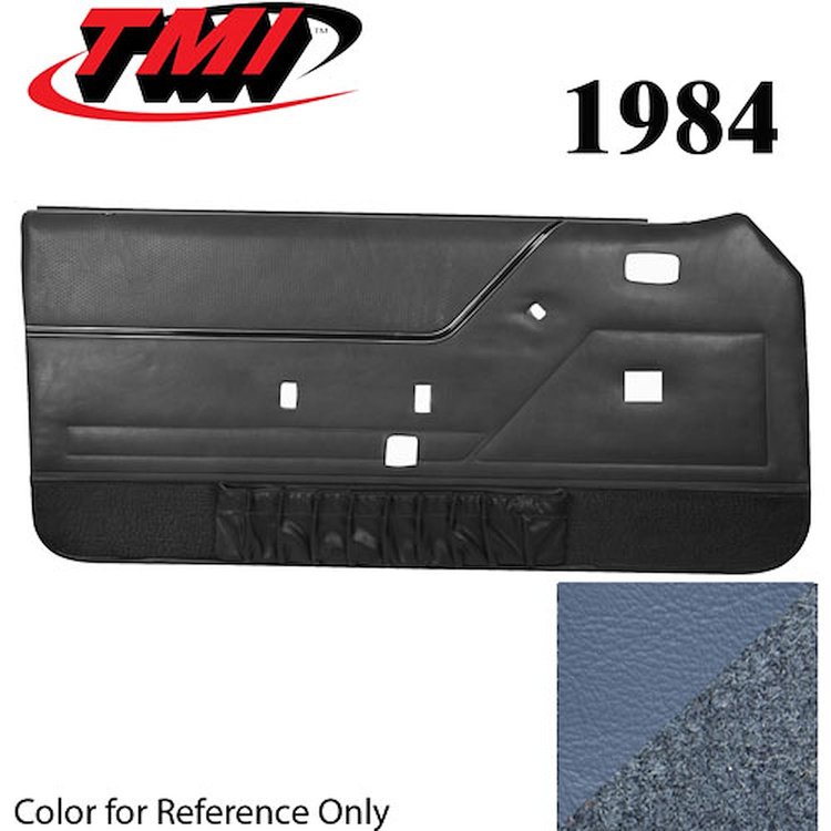 10-73204-970-8082 ACADEMY BLUE WITH BLUE CARPET - 1986 MUSTANG COUPE & HATCHBACK DOOR PANELS MANUAL WINDOWS