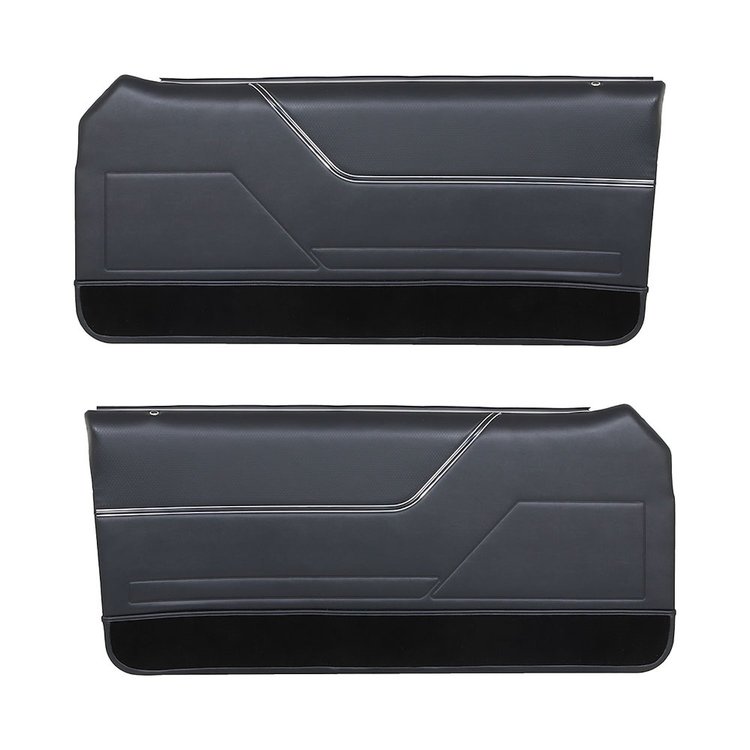 10-73205-958-9P-801 BLACK WITH BLACK CARPET NOT ORIGINAL - 1985-86 MUSTANG COUPE & HATCHBACK DOOR PANELS MANUAL WINDOWS