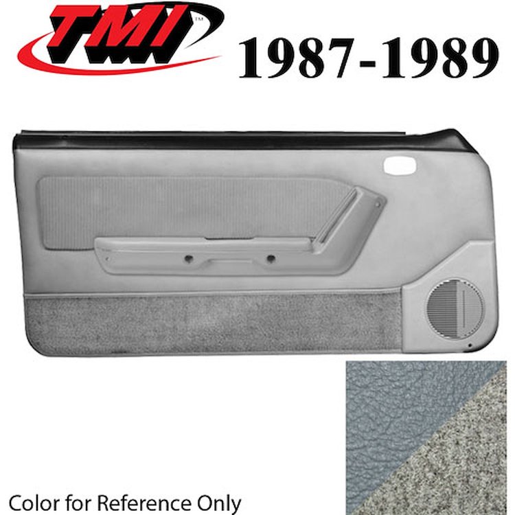 10-73207-953-953-857 MEDIUM SMOKE GRAY - 1987-89 MUSTANG COUPE & HATCHBACK DOOR PANELS MANUAL WINDOWS WITH VINYL INSERTS