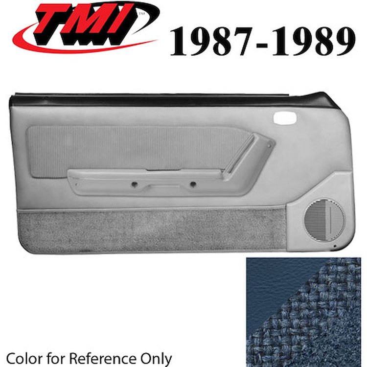10-73217-968-73-9304 REGATTA BLUE - 1987-89 MUSTANG COUPE & HATCHBACK DOOR PANELS MANUAL WINDOWS WITH TWEED INSERTS